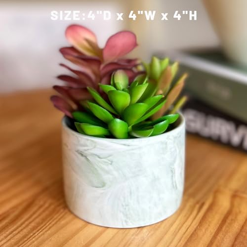 Artificial Plants Cute Colourful Succulents in Ceramic Planter Fake Plant Flowers Potted for Home Living Room Office Desk Decor Bathroom Bedroom Indoor Decoration