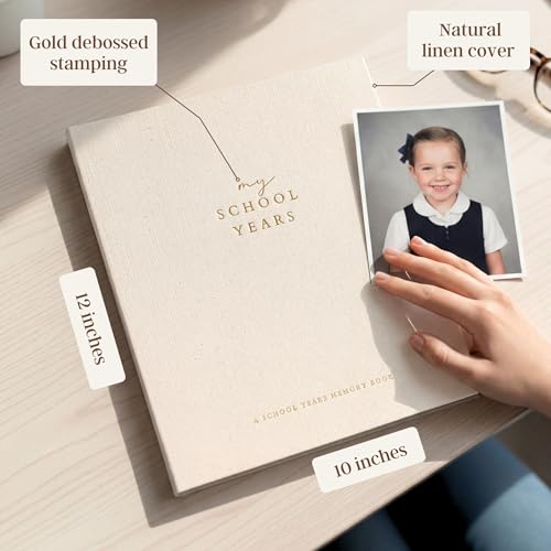 School Years Memory Book & Photo Album Keepsake - Beige, Preschool to 12th Grade