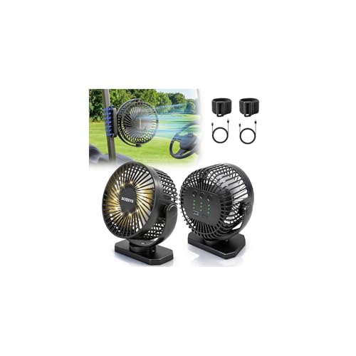 2-Pack Rechargeable 12000mAh Golf Cart Fans with Magnetic Base, 3 Speeds, LED, Timer