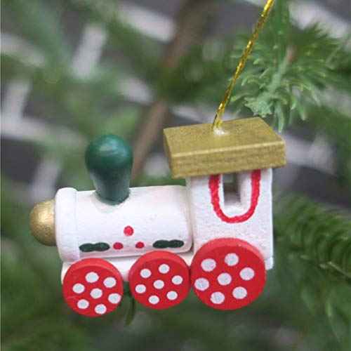 NUOBESTY 6PCS Mini Wooden Train Ornaments Christmas Hanging Ornaments Tree Decoration Kids Toys Gift
