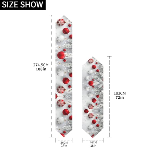 Senya Christmas Table Runner 14x108in Snowflakes Pattern Linen Decor
