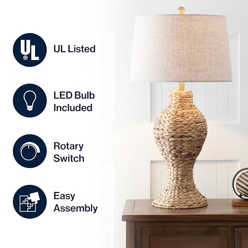 Jonathan Y Elicia Farmhouse Water Hyacinth Table Lamp Natural 31"