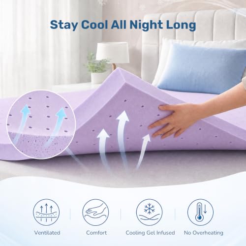 Sweetcrispy 3 Inch King Cooling Gel Memory Foam Mattress Topper - Breathable Support