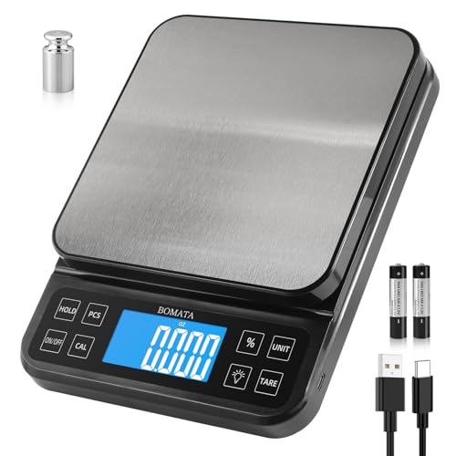 BOMATA Black Large Digital Kitchen Scale 0.1g Precision 11lb Baking Food Weighing