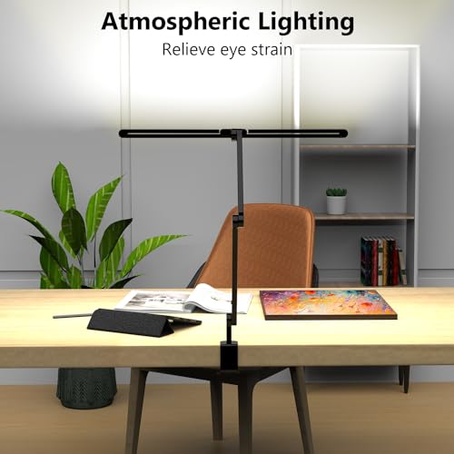 EPABINA Black 3000 Lumen Dimmable LED Desk Lamp with Clamp & Remote, 47-Inch Overhead Light Bar for Home Office