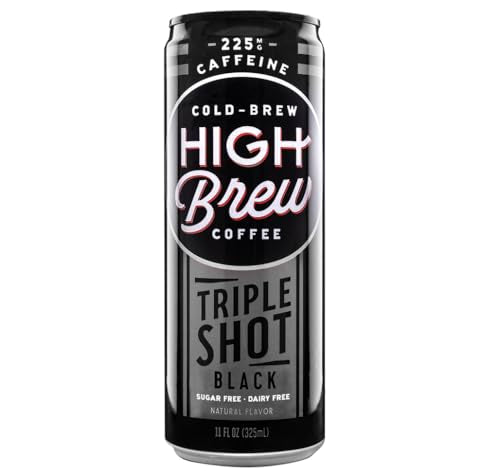Cold Brew Coffee Can - Triple Shot Black 11oz Pack of 12 - Lightly Sweetened, 225mg Caffeine
