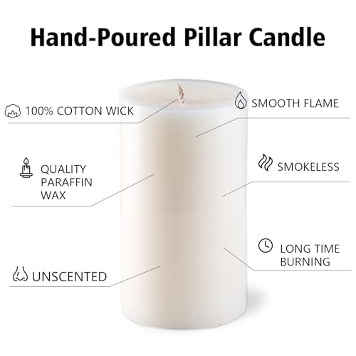 Ivory Unscented Pillar Candles 12 Pack - 2.8x6 Inch Long Burn Time Variation of THIS listing
