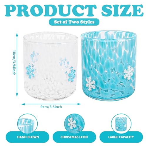 Snowflake Snowflake Stemless Wine Glasses - 14oz Christmas Holiday Decor (2 Pack)
