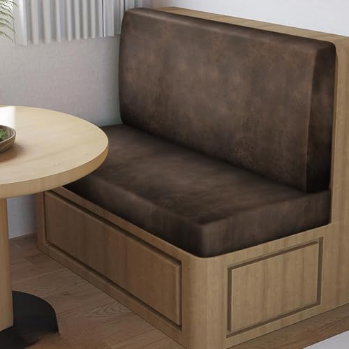 2 Sets RV Leather-Look Dinette Cushion Covers for Travel Trailer, Brown