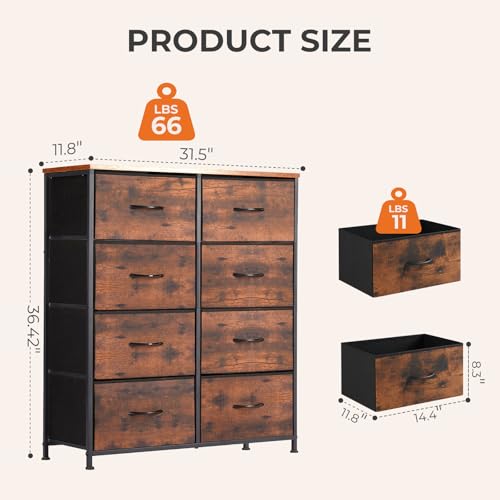 Sweetcrispy Dresser for Bedroom with 8 Drawers, Large Storage Tower