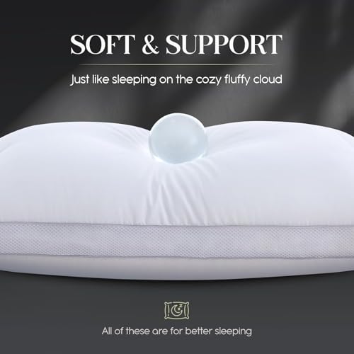 Queen Size Goose Down Bed Pillows Set of 2 White Hotel Collection for Sleep - Gusseted Support
