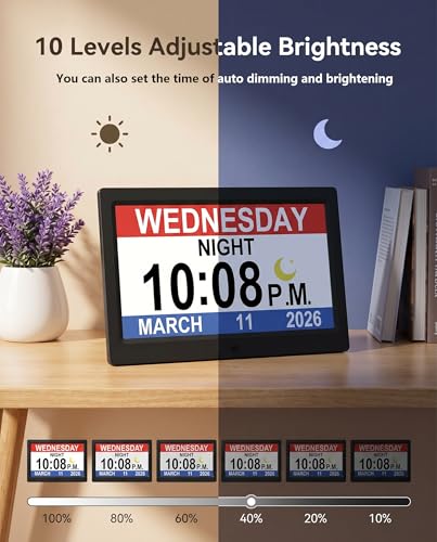 11.5 Inch Digital Clock with 27 Alarms Loud Talking Time & Remote - Black