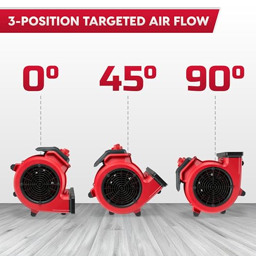 Vacmaster AM201 1101 Air Mover & Fitness Fan - Red, 550 CFM Drying & Cooling