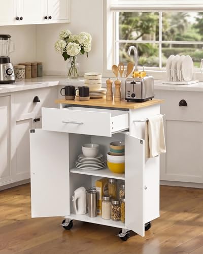 VEVOR Kitchen Island Cart with Storage 24.84 W White Mobile Rolling Kitchen Cart
