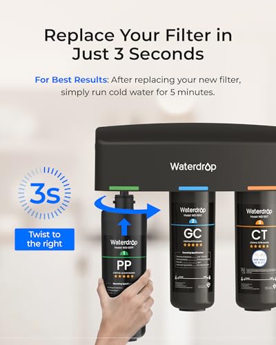 Waterdrop WD-10PP Water Filter Replacement – Black for TSA & TSB Under Sink
