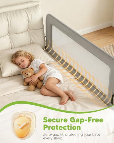 Bed Rail for Toddlers, 75IN Baby Guard Folding Up, Child Safety Side