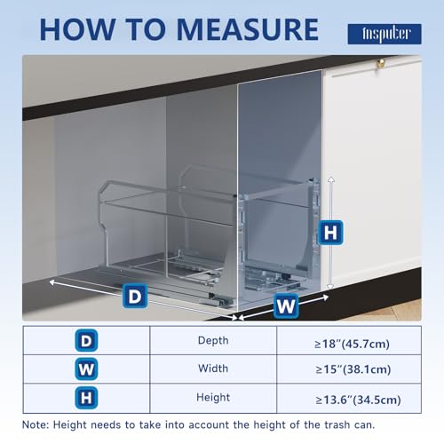 Insputer Silver Pull Out Trash Can for Under Cabinet Kitchen with Push-to-Open & Soft Close