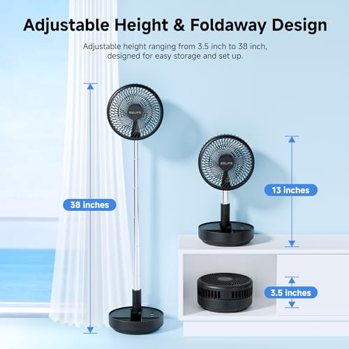 Belife X8 Portable Oscillating Camping Fan - Black, Rechargeable, Remote Control