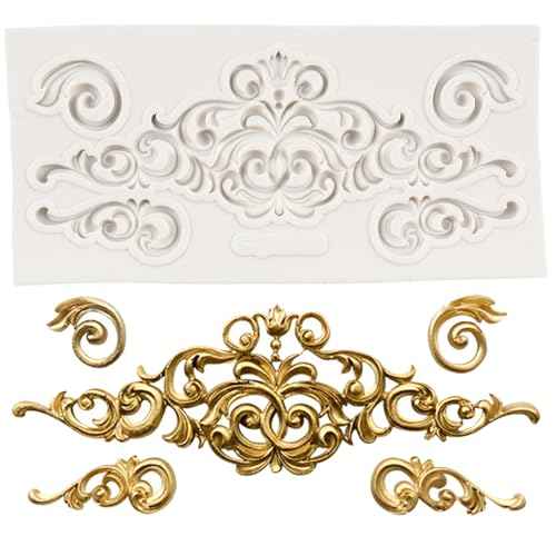 Baroque Fondant Mold Curlicues Scroll Lace Border Silicone Mold For Cake Decoration Chocolate Cupcake Topper Candy Sugar Craft Polymer Clay Gum Paste