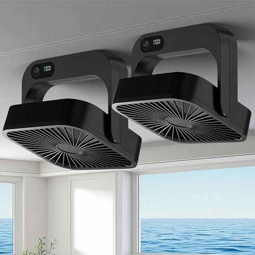 Black 2-Pack Cruise-Approved Magnetic Portable Fan with 5000mAh Battery & 5 Speeds