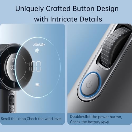 JISULIFE Portable Handheld Fan Pro 2026 - Dark Gray, 40Hrs Battery, 9600 RPM