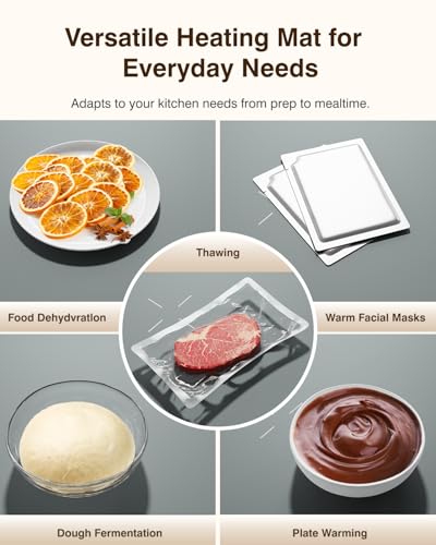 Electric Food Warming Mat 24x16 Inches - iTRUSOU 7-Level Temperature Control, Timer & Built-In Strap, Large Dark Grey
