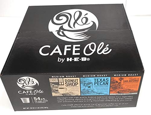 Cafe Ole Single Serve Coffee Variety Pack 54 Count - Taste of San Antonio Texas Pecan & Donut Shop Variation of THIS listing