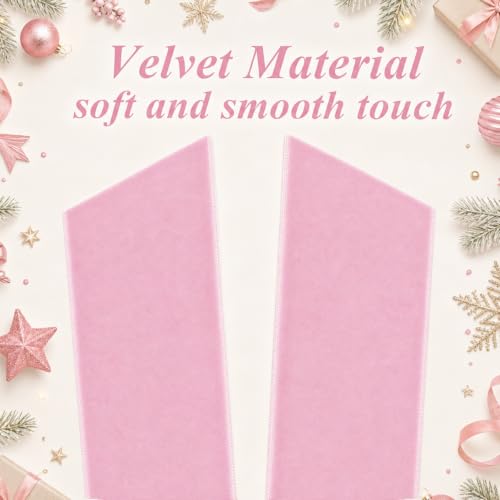 Yuubin 24 Pink Velvet Ribbon Bows for Christmas & Holiday Decorations - 5.5x6.5in