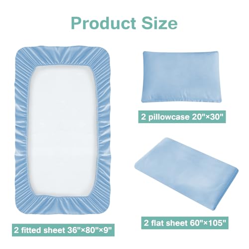 Luv4babe Blue Hospital Bed Sheets Set 6-Piece, 36x80x9 Inches, Home Use