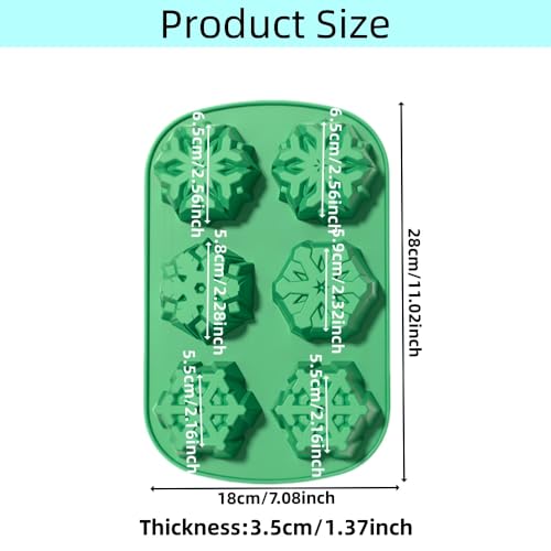 2-Pack Snowflake Silicone Molds for Chocolate, Pudding, Jelly, Muffins - Accfore Green & Red