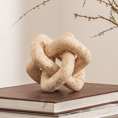DN DECONATION Beige Travertine Knot Decor - Set of 1 Modern Home Accent