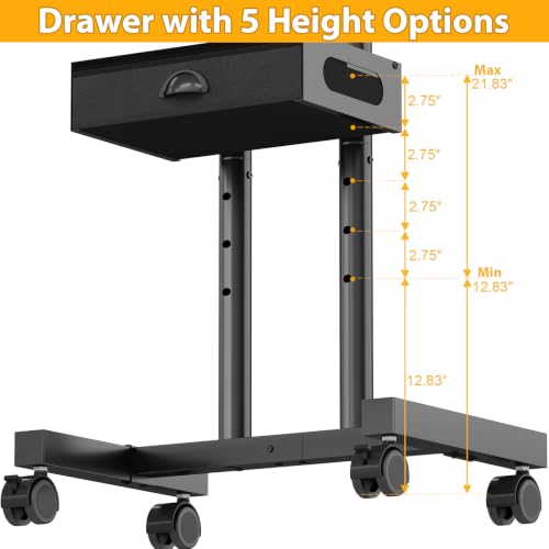 Rolling TV Stand with Drawer for 32-75 Inch TVs, Adjustable Shelf & Mobility