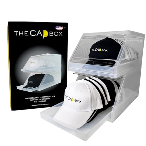 Clear Hat Organizer for Baseball Caps - Stackable, Sliding Tray, 2 Pack by THE CAP BOX
