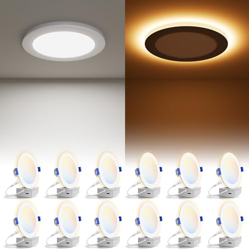 White 6 Inch Recessed Light with Night Light - 5 CCT Dimmable 1080LM