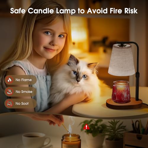 Dimmable Candle Warmer Lamp with Timer & Adjustable Height - Safe Wax Melter for Jar Candles, Home Decor & Gifts