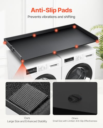 Black Countertop for Washer Dryer with Splicing Panels - 54x27in Water-Resistant Laundry Topper