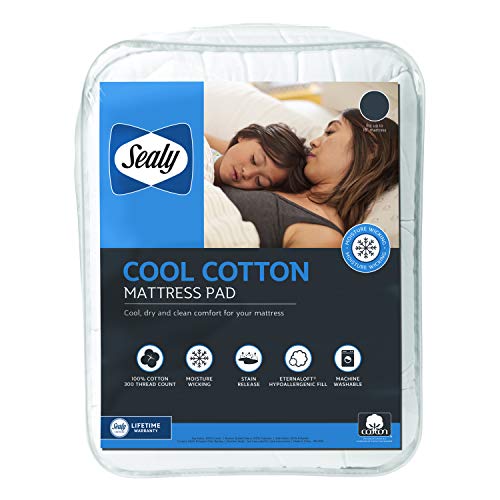 Queen Mattress Pad - Sealy 100% Cotton Moisture Wicking & Stain Protection