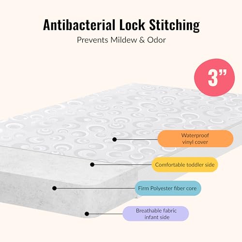 Dream On Me Breathable 2-in-1 Portable Mini Crib Mattress with Waterproof Cover