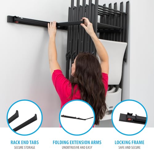 Wall Mounted Chair Rack for Folding Chairs - Black Steel, Holds 10