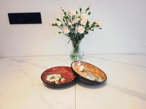 Ceramic Pasta Bowl Set of 4 - 8.5 Inch Deep Plates with Colorful Variations