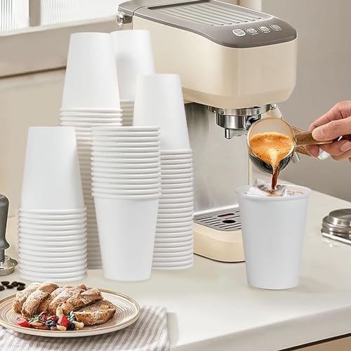 White 12 oz Paper Coffee Cups - 300 Pack Disposable Leak-Proof Drinkware - Variation: White / 12 OZ-300 Pack