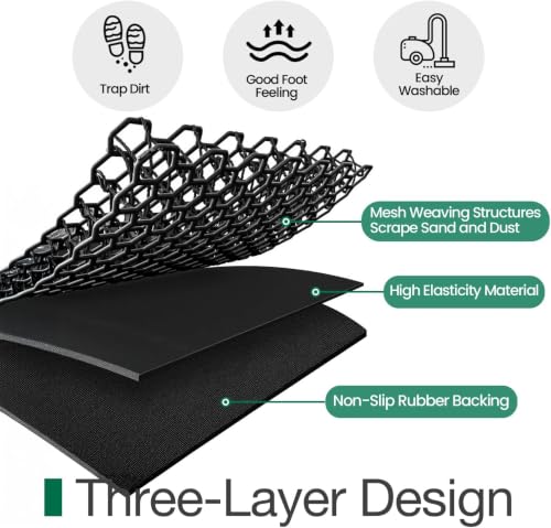 LUMI Outside Welcome Door Mat 32x47 - Non-Slip Durable Rubber, Easy Clean, Hello Variation