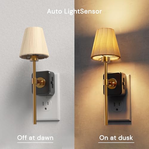 L LOHAS LED Night Light with Pleated Fabric Cover - 3000K, 2 Pack