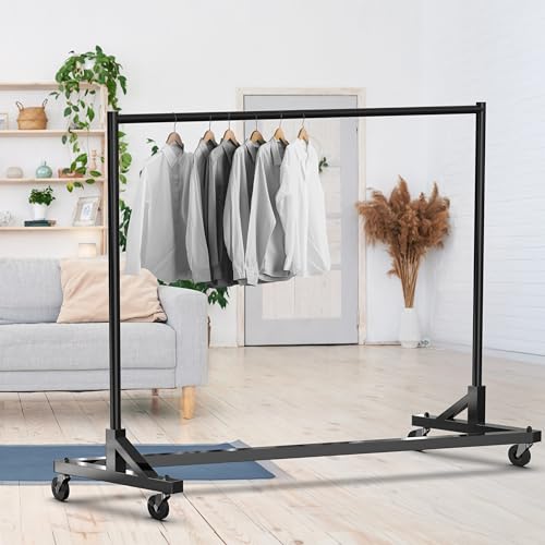 Black Industrial Garment Rack 63" W Heavy-Duty Steel Clothing Organizer