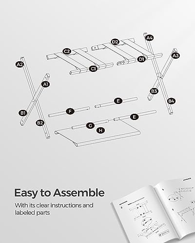 Foldable Luggage Rack Steel Frame with Oxford Fabric & Plastic - Black, 1 Pack