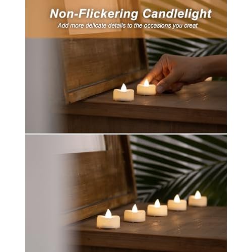 BEICHI Flameless Candles, 12/24/50/100/150 Pack Tea Lights Battery Operated, No Flickering Votive Candles LED Tea Lights for Halloween Christmas Wedding Home (12 Pack, Warm White)