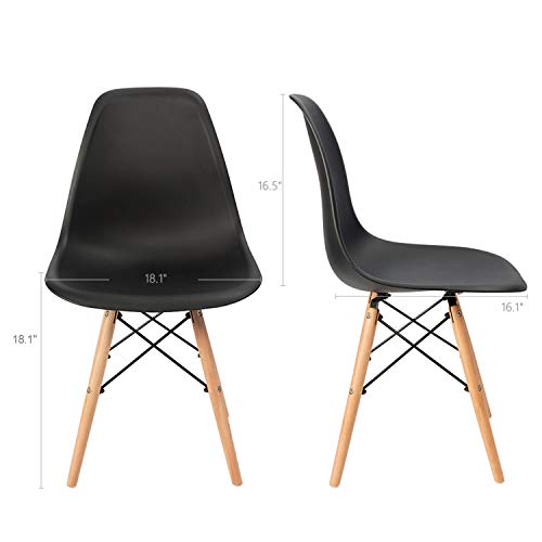 Furmax Modern Plastic Dining Chair Set - Black, Mid-Century Style, 4-Pack