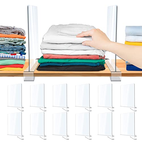 Acrylic Shelf Dividers 12 Pack Clear Closet Organizers Easy Install