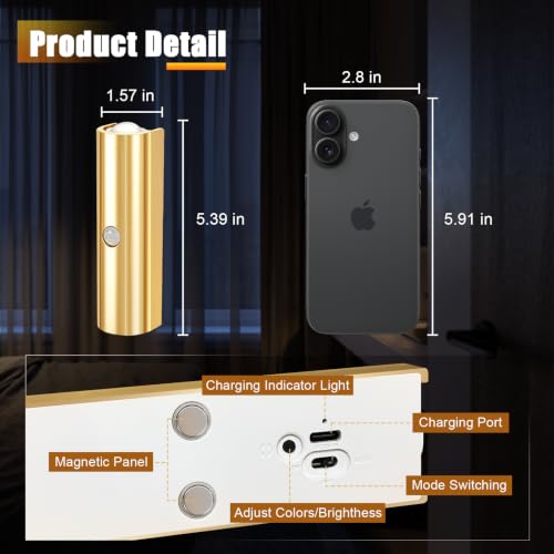 Rechargeable Motion Sensor Wall Light - Gold, 2 Pack, Dimmable, No Wires