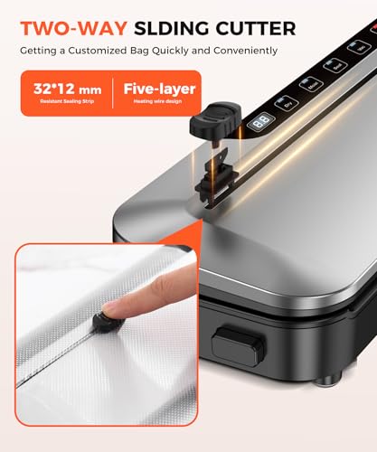 Vacuum Sealer Machine 75KPa, 6-in-1 Dry/Moist Modes, Digital Timer